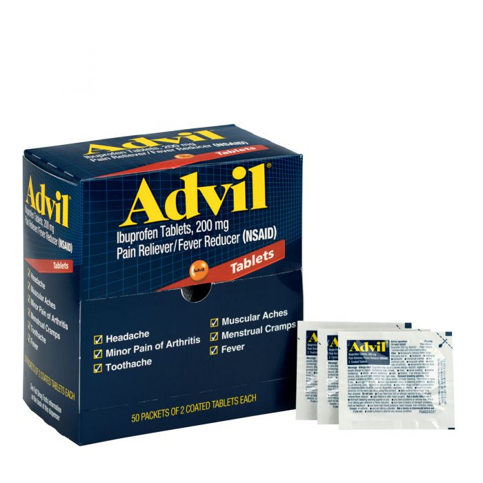 Advil 200mg Ibuprofen Medication,50x2/Box - First Aid Safety
